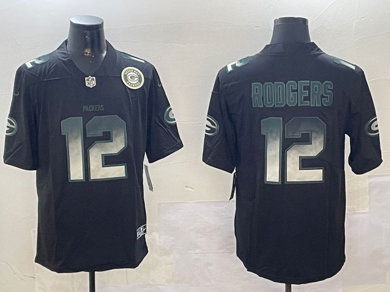 Men Green Bay Packers #12 Rodgers Black 2024 Nike Limited NFL Jersey style 01081->oakland raiders->NFL Jersey